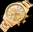Invicta Men Specialty Chronograph 18k Gold Plated Dial Bracelet Ss Watch