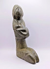 Vintage Carved Soapstone Canadian Eskimo Inuit Mother And Baby Sculpture Signed