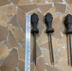 Antique Garden Salvage-5 Cast Iron Hose Guide Stakes W fence Post Finial   