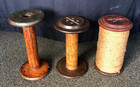 Set Of 3 Wooden Industrial Textile  Spools Large