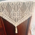 Vintage Hand Crochet Lace Table Runner Dresser Scarf Doilies Floral Tablecloth