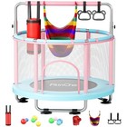 55  Toddler Mini Trampoline For Kids  Indoor Outdoor Toys With Swing  Pink-blue