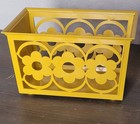 Mcm Vtg Yellow Flower Power Daisy Flowers Napkin Holder Basket 1960- 1970 s