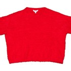Red Fuzzy  Cropped Sweater  Long Sleeve  Round Neck  Women Size Xl  16-18 
