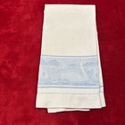 Vintage White Linen Kitchen Tea Towel With Blue Swans 21   x15   