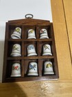 Vintage Bird Gold Trim Thimble Collection And Display Shelf