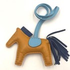 Hermes Rodeo Pm Bag Charm Light Brown Light Blue Leather Rodeo Charm Pm Horse