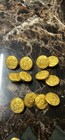 16 Small   12 Big Brass Waterbury Button Co  Army Eagle Buttons Gold Toned
