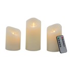 Flickering Ivory White Led Candles  Remote Timer Table Decor Wick Pillar