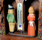 Vintage Wood German Black Forest Rotating Figure Man   Woman Weather Station