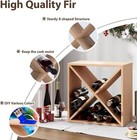 24 Bottle Wine Rack Holder Stackable Countertop Wine Storage Display Solid Wood