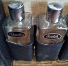 Vintage Travel Bar Leather Case 3 Glass Liquor Decanters Set