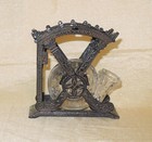 Victorian Antique Judd Cast Iron Stork Snail Tilting Inkwell Stand Patented 1879