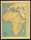 Africa Map Wall Art Decor Old Vintage Original 1940s Antique Egypt Nigeria Kenya