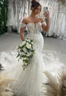 Mermaid Wedding Dresses Off The Shoulder Sweep Train Lace Applique Bridal Gowns
