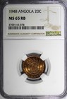 Angola Bronze 1948 20 Centavos Ngc Ms65 Rb 300th Anniversary Revolution Km 71 8 