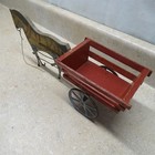 Vintage Wooden Horse And Wagon Pull Toy  Cast Buggy Wheels  14 