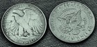 Pre-owned Walking Liberty Silver-plated Half Dollar Next To Kennedy Half Dollar