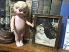 Darling 1920 s Antique Small Framed Photo Of Baby Girl Sitting 3 1 2  X 4 3 4  