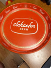 13  Schaefer Beer Vintage Original Bar Metal Serving Tray Red And White Set Of 2
