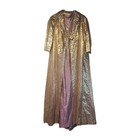 1960 Vintage Style Evening Gown Coat Set Lilac Metalic Gold Xs s Retro Glamor 