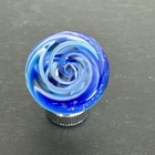 Contemporary Handmade Art Glass Marble 1 12  Sparkly Blue   White Swirl Mib Gift