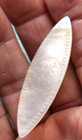 Antique Circ1800s Chinese Carved Mother Of Pearl Marquise Gaming Chip Pin Brooch
