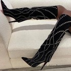 Womens Fashion Sexy Pointy Toe Studs Spikes High Heel Knee High Boots Shoes 3162