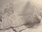 8949    antique 40s Prairie Bridal Wide Needle Run Lace Wedding Handkerchief