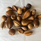 Vintage Wood Hand Carved Fruit Mcm Tropical 23 Pieces