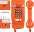 Retro Wall Landline Phone Vintage Corded Wall Mount Orange Loud Ring