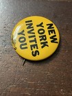 New York Invites You  1939 World s Fair pinback Button  1 3 4 In  Dia