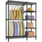 Clothes Rack With Shelves Heavy Duty Closet For Hanging Clothes V7 Black