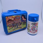 Vintage 1990 Captain Planet Blue Plastic Lunchbox W  Thermos Rare Nice Complete