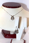 Sterling Silver   Diamond Necklace   Earrings Set Boxed
