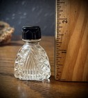 Tiny Miniature Antique Vintage Art Deco Clear Cut Glass Perfume Lidded Bottle