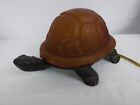 Vintage Tortoise Turtle Night Light Glass Cast Iron Base Table Lamp Amber Color