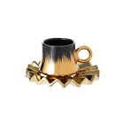 Espresso Cup   Saucer Set Luxury Porcelain Coffee Cafe Cups 90ml Black Gold
