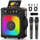 Jyx Karaoke Machine Bluetooth Speaker 2 Wireless Microphones Led Party Portable
