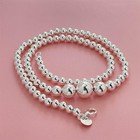 20  Women s 925 Sterling Silver Hollow Beads Balls Chain Necklace