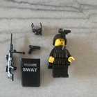 Custom Lego Swat Minifigure W  Shield  Helmet  Rifle   Pistol Accessories Black