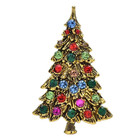 Vintage Christmas Tree Brooch Pin - Crystal Rhinestone Christmas Jewelry Gift