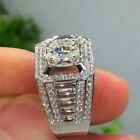 3ct Round Real Moissanite Solitaire Men s Engagement Ring 14k White Gold Plated