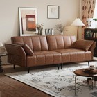83  Futon Sofa Bed Leather Sleeper Sofa With Adjustable Backrest Loveseat Couch