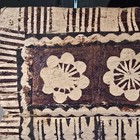 39x34 Vintage Fijian Masi Tapa Bark Cloth Hand Painted South Pacific Tribal Art 