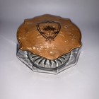 Vintage Art Deco Powder Jar Vanity Box Celluloid Lid Clear Faceted Glass 1930s