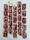 Futhark Handmade Resin Runes Dried Rose And Gold Leaf  With Rune Meaning Cards 