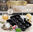 Black Round Silicone Ice Cube Ball Maker Tray 8 Large Sphere Molds Bar Cocktails