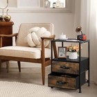 Modern 2-tier Bedside Table Nightstand W drawer storage Shelves charging Station