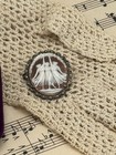 Vintage 3 Graces Carved Cameo Brooch Pendant 800 Silver Marcasite 